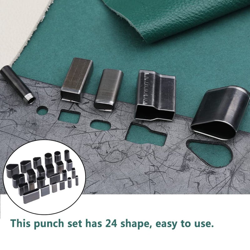 Yizzvb 24 Style Hollow Punch Cutter Tool, One Hole Leather Cutting Tools with Box, Different Shape Punch Tool Set Hole Leather Hollow Punch Cutter, Craft Tools Kit for Handmade DIY Craft - Image 3